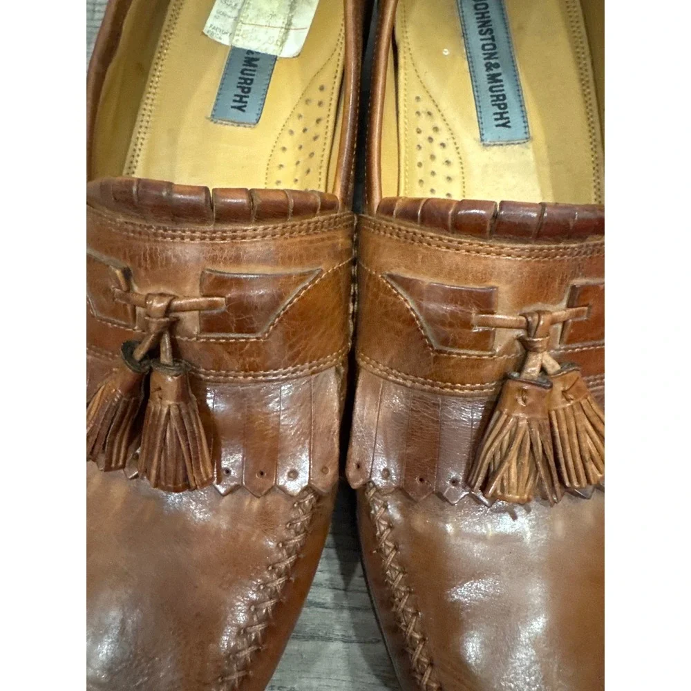 Johnston & Murphy Mens Brown Leather Kiltie Tassel Loafers Dress Shoes 9.5 M